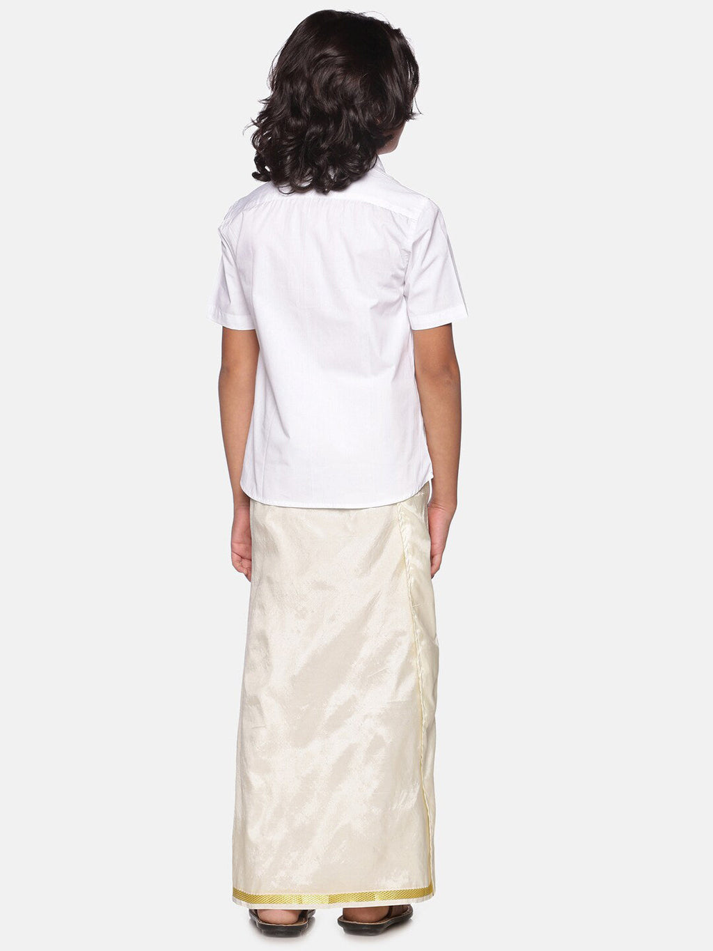 Sethukrishna Boys White Shirt with Readymade Dhoti | Grocsy