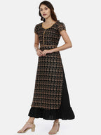 Souchii Black & Yellow Printed Maxi Dress | Grocsy