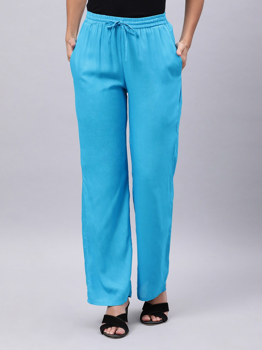 Souchii Blue Liva Ethnic Palazzos | Grocsy