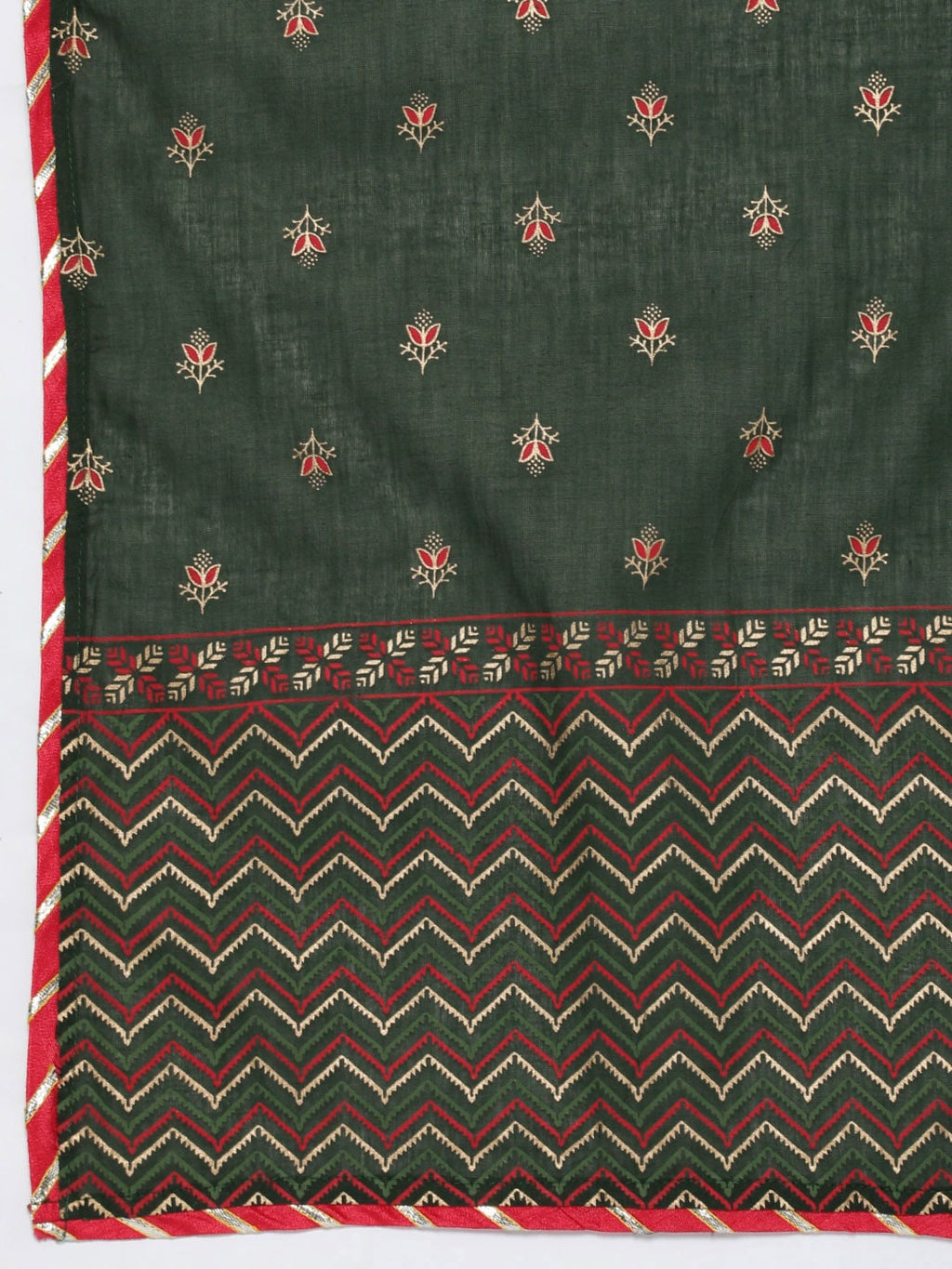 HERE&NOW Ethnic Motifs Printed Gotta Patti Pure Cotton Kurta With Trousers & With Dupatta | Grocsy
