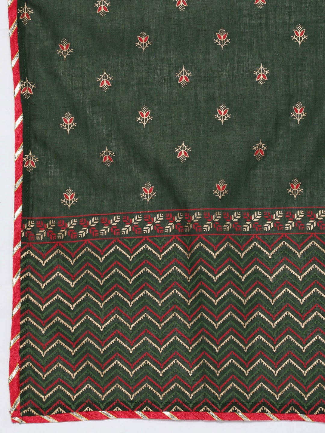 HERE&NOW Ethnic Motifs Printed Gotta Patti Pure Cotton Kurta With Trousers & With Dupatta | Grocsy