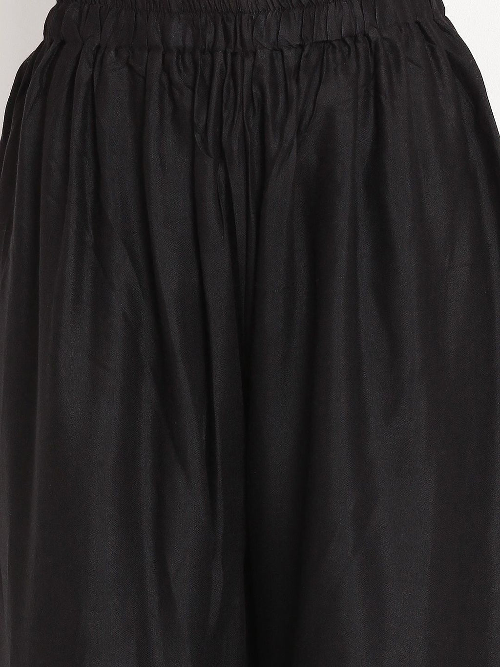 TAG 7 Women Black Solid Flared Palazzos | Grocsy
