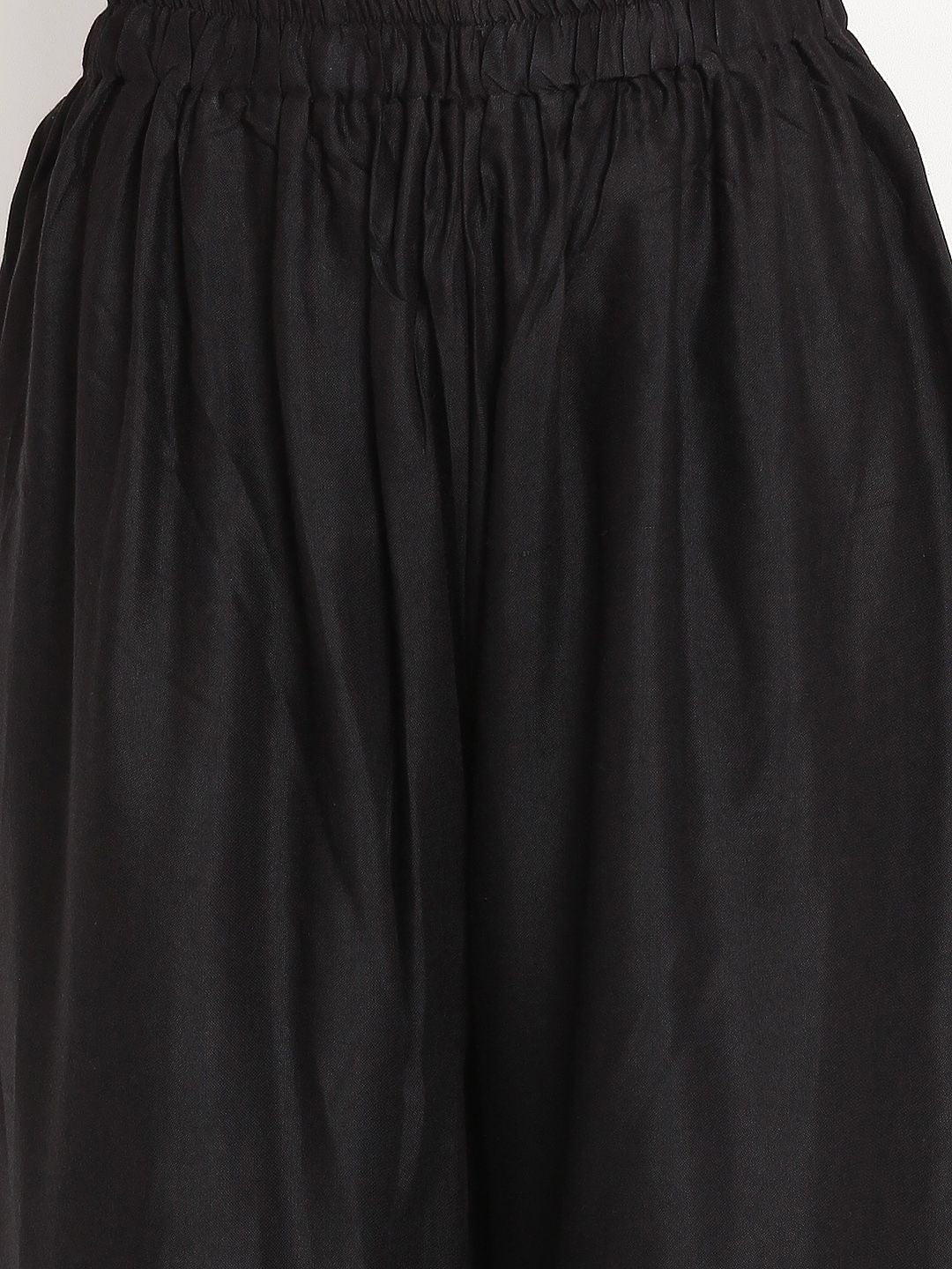 TAG 7 Women Black Solid Flared Palazzos | Grocsy