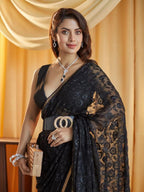kasee Embellished Chikankari Pure Chiffon Saree | Grocsy