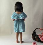 ArthLife Pale Blue Neon Embroidered Dress | Grocsy
