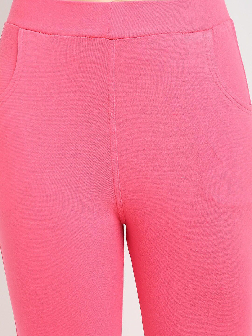 TAG 7 Women Pink Solid Ankle-Length Leggings | Grocsy