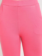 TAG 7 Women Pink Solid Ankle-Length Leggings | Grocsy