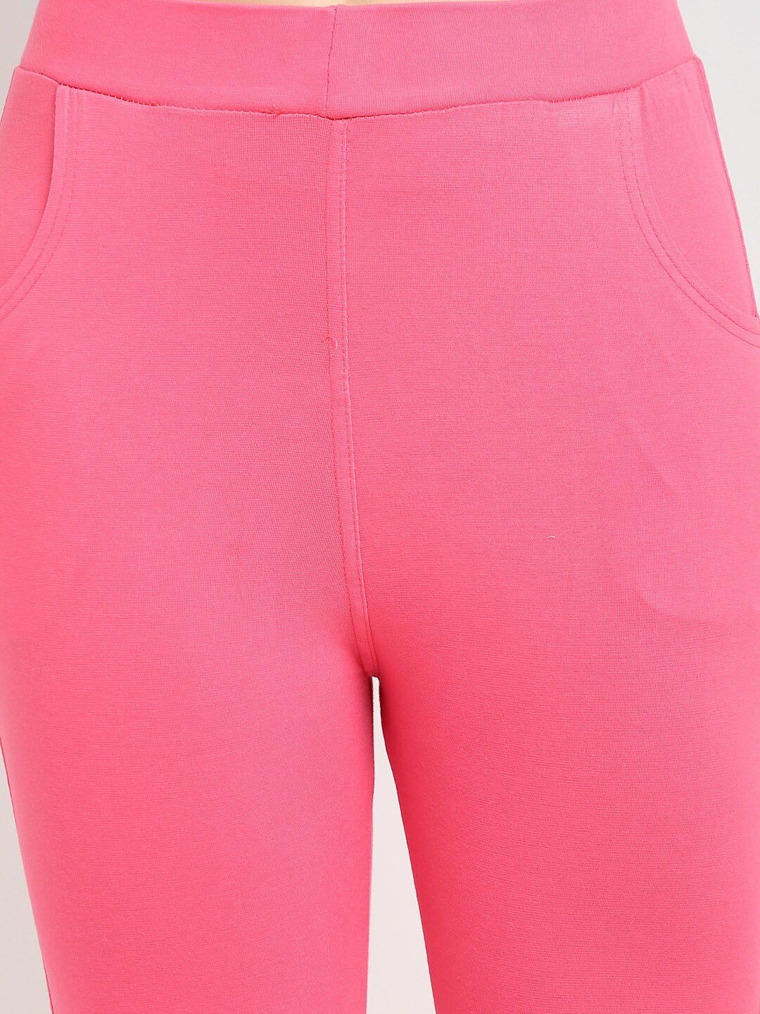 TAG 7 Women Pink Solid Ankle-Length Leggings | Grocsy