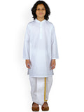 Sethukrishna Boys White Pure Cotton Kurta with Dhoti Pants | Grocsy