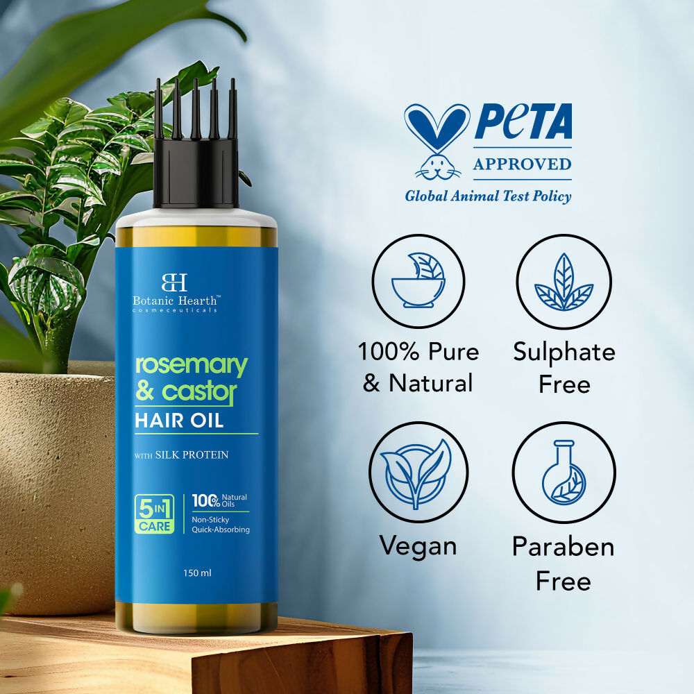 Botanic Hearth Rosemary & Castor Hair Oil | Grocsy