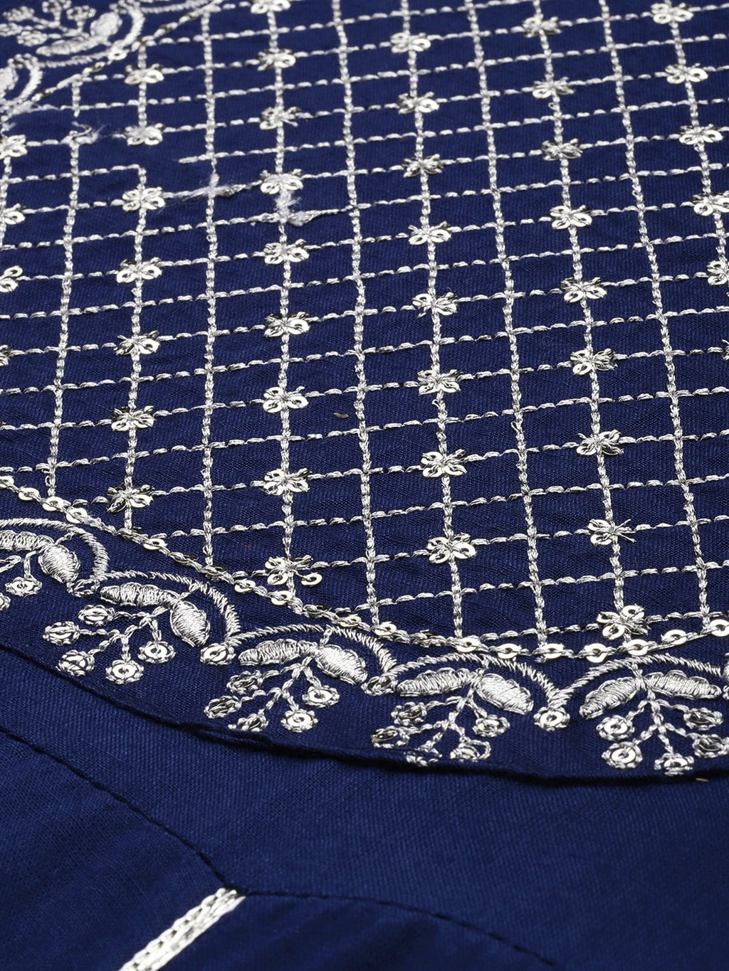 HERE&NOW Ethnic Motifs Embroidered Gotta Patti Kurta With Trousers & With Dupatta | Grocsy