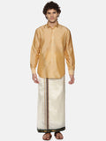Sethukrishna Men Off White Solid Art Silk Dhotis | Grocsy