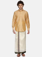 Sethukrishna Men Off White Solid Art Silk Dhotis | Grocsy