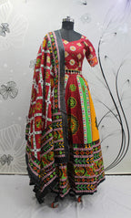 Multi Color Pure Cotton Hand Block Print Navratri Lehenga Choli with Dupatta - Raas | Grocsy