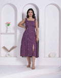 Miravan Womens Abstract Printed Wine ALine Maxi Dress | Grocsy