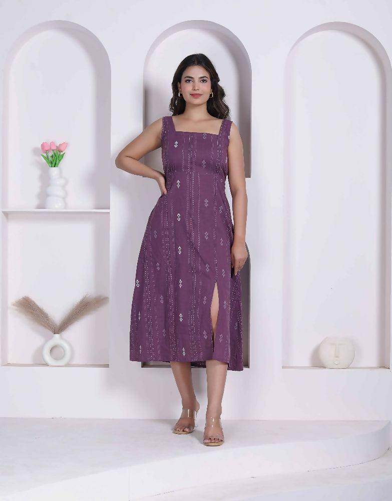 Miravan Womens Abstract Printed Wine ALine Maxi Dress | Grocsy