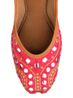 Desi Colour Women Indian Ethnic Footwear-Mini Dabka-Pink Mirror Lines | Grocsy