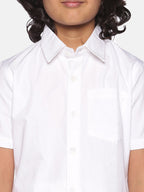 Sethukrishna Boys White & Green Cotton Shirt With Readymade Dhoti | Grocsy