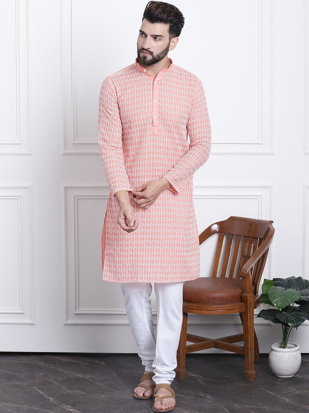 Sojanya Floral Embroidered Regular Thread Work Pure Cotton Kurta with Churidar | Grocsy