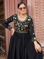 Joban Fashion Black Readymade Dress With Sequins embroidery Work | Grocsy
