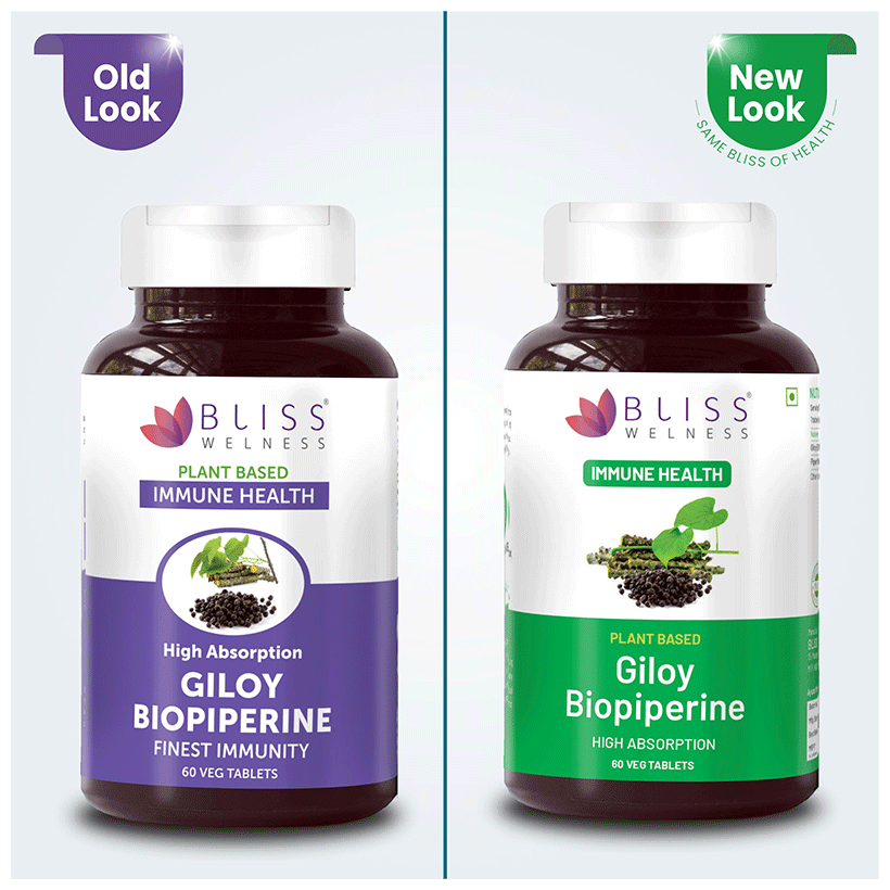 Bliss Welness Immune Health Giloy Biopiperine Veg Tablet | Grocsy