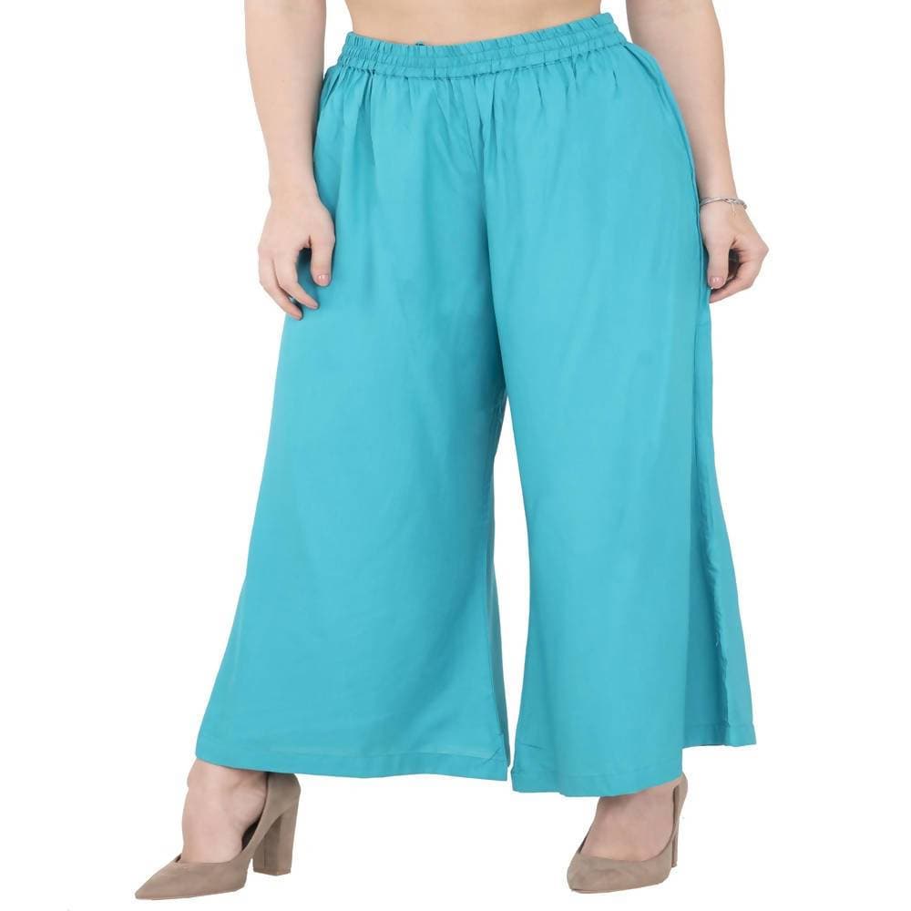 Lagi Women's Turquoise Blue Solid Palazzo (PLZ04H) | Grocsy