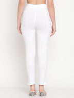 TAG 7 Women Set of 2 Beige & White Ankle Length Leggings | Grocsy