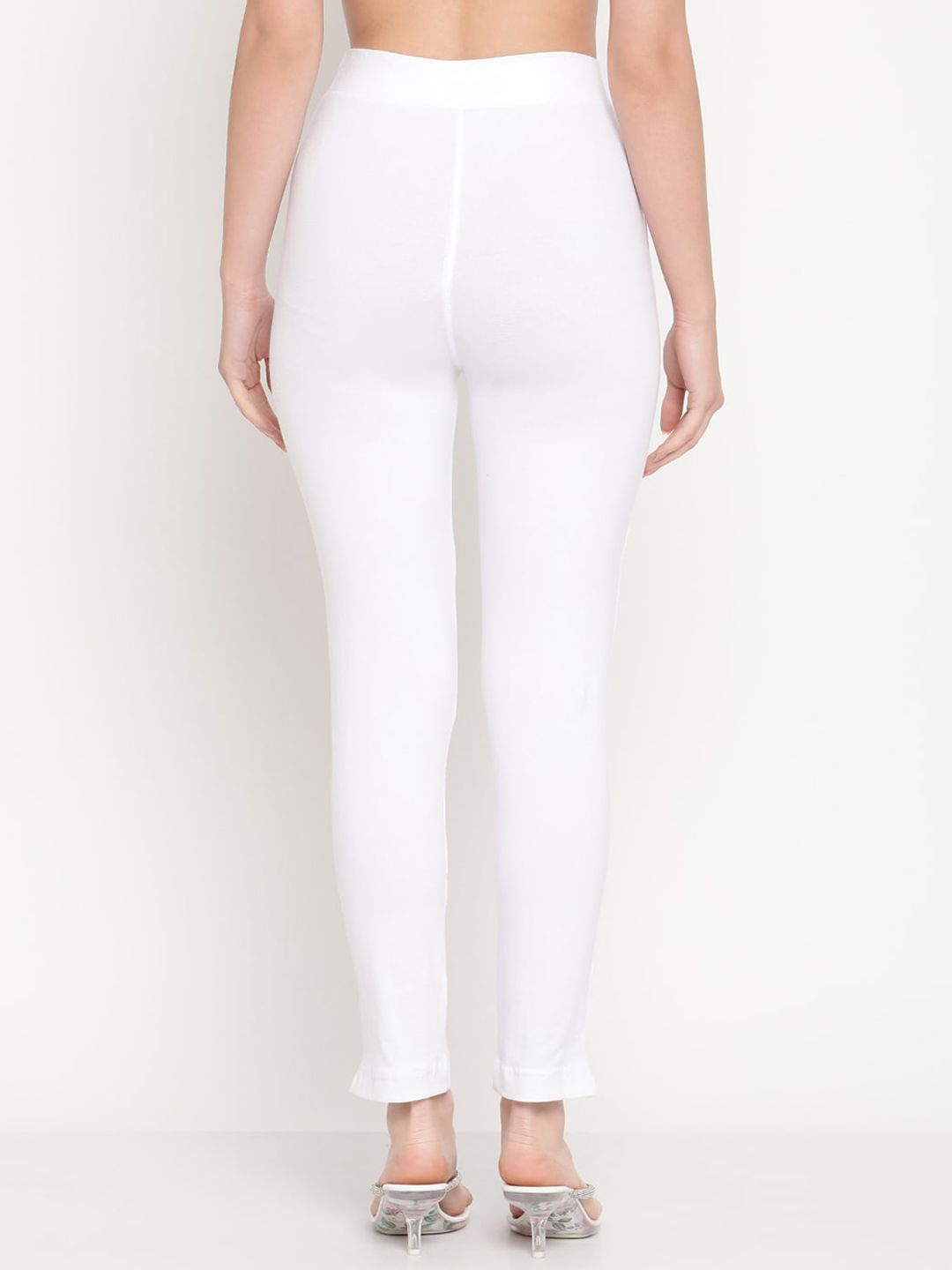 TAG 7 Women Set of 2 Beige & White Ankle Length Leggings | Grocsy