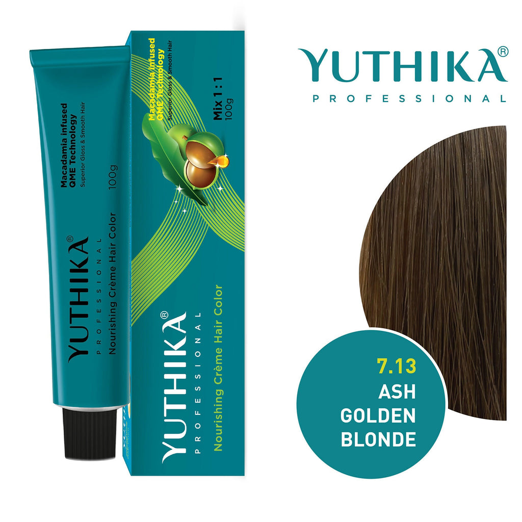 Yuthika Professional Creme Hair Colour - Ash Golden Blonde | Grocsy