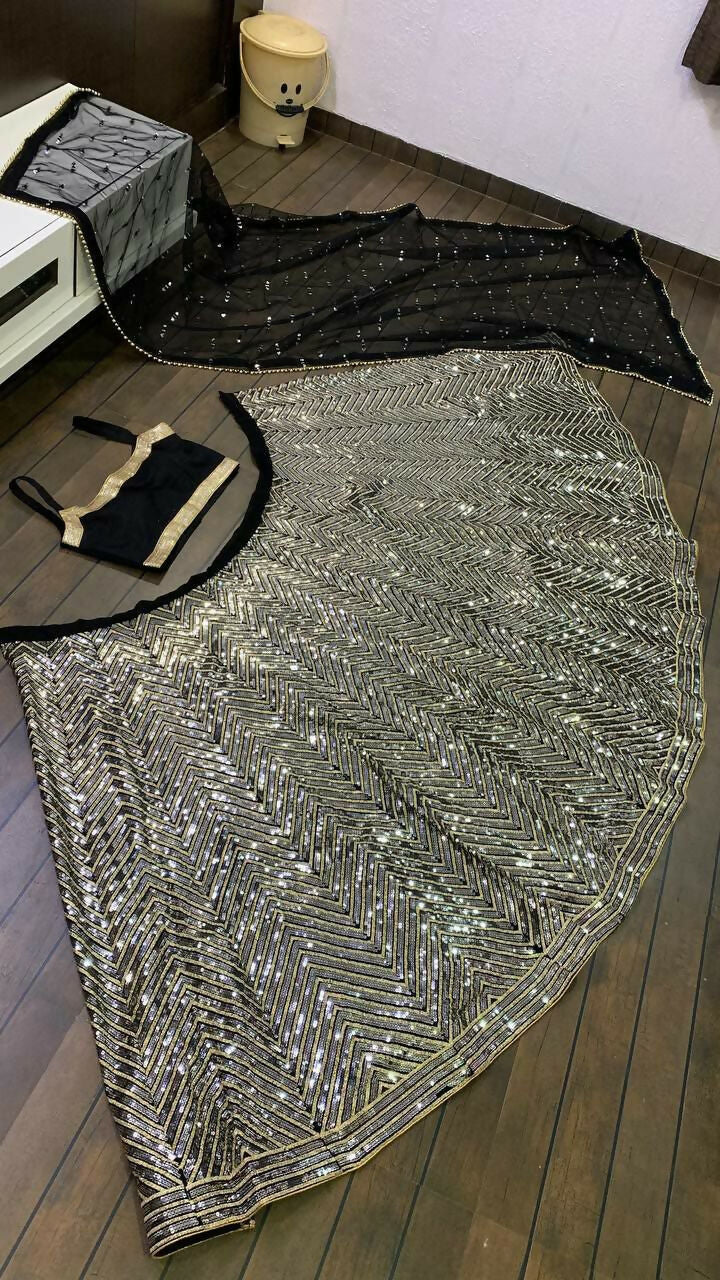 Jyoti Fashion Women's Silver Georgette Sequins with Zari Embroidered Designer Lehenga Choli Set | Grocsy