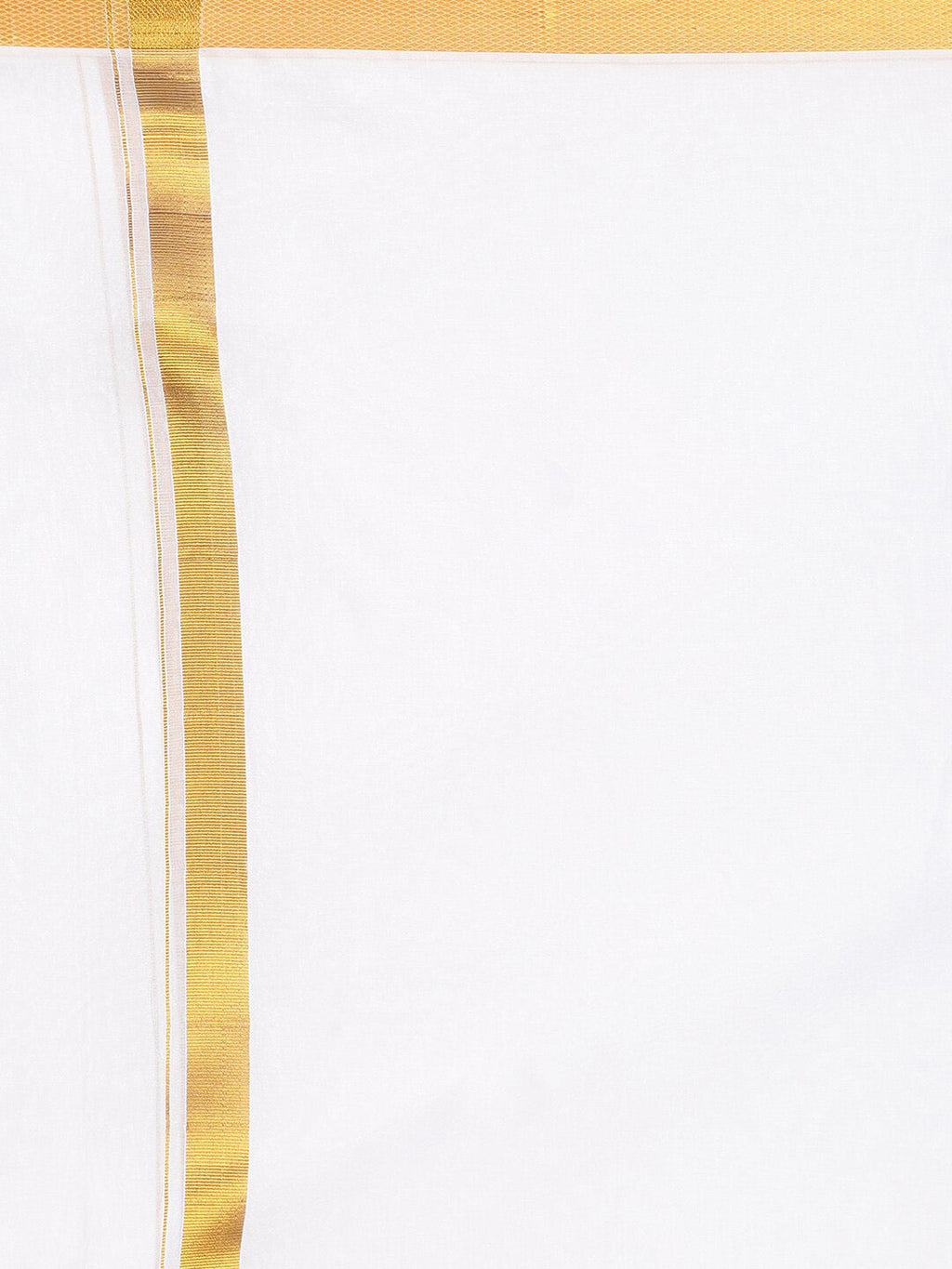 Sethukrishna Men White & Gold-Coloured Solid Cotton Dhoti | Grocsy