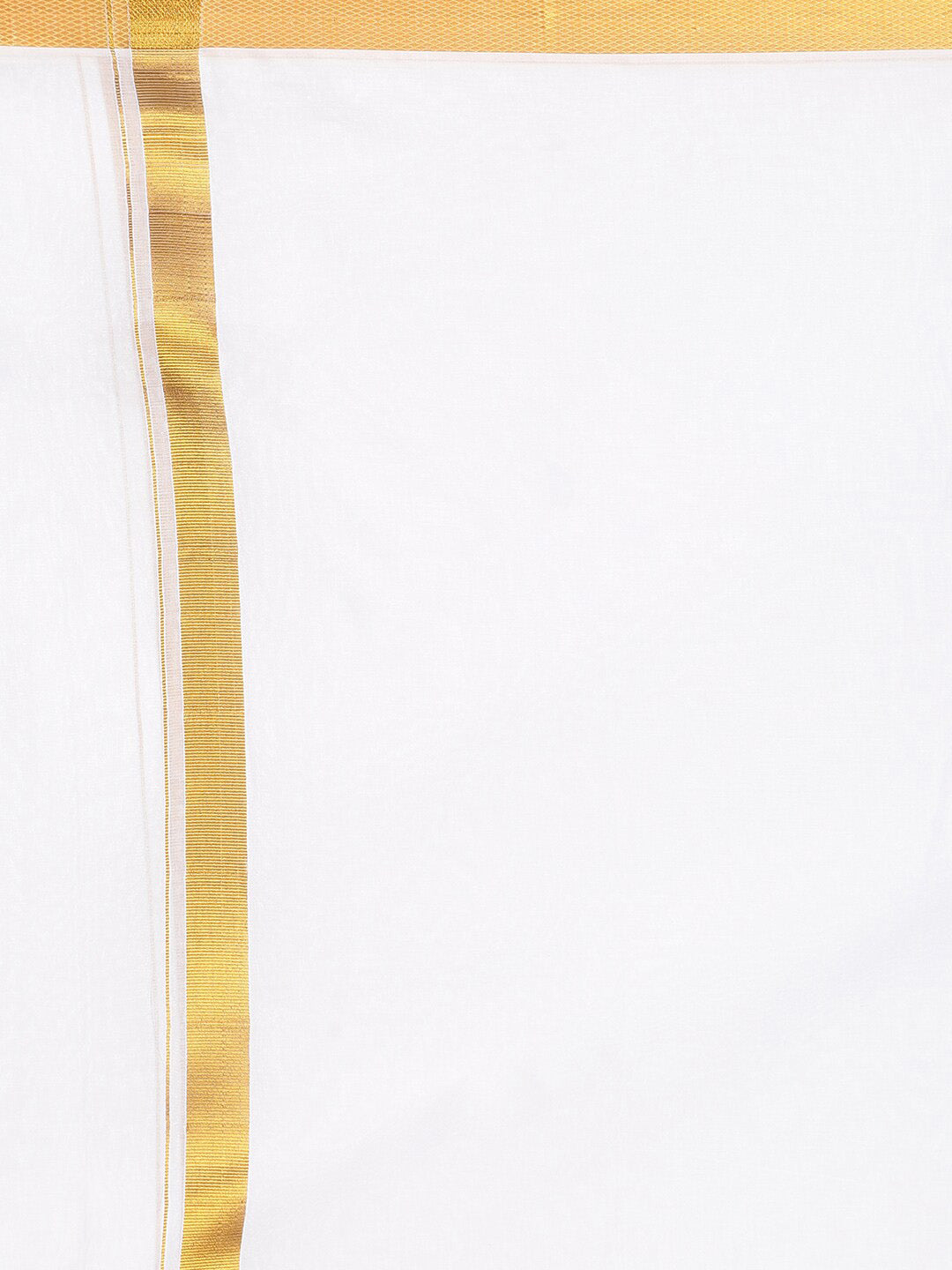 Sethukrishna Men White & Gold-Coloured Solid Cotton Dhoti | Grocsy