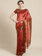 Saree Mall Rust Red & Mustard Yellow Printed Saree | Grocsy