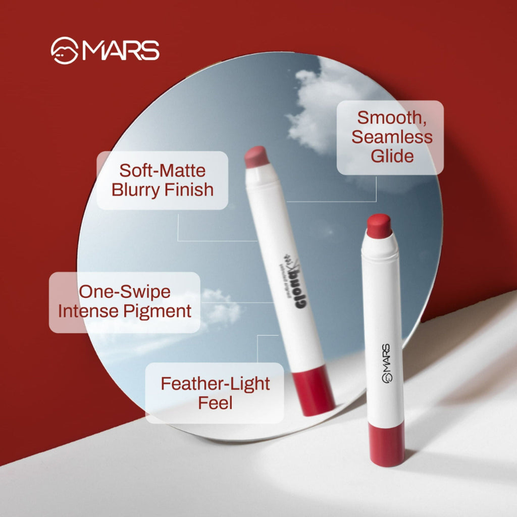 MARS Cosmetics Cloud Kiss Soft - Matte Lip Crayon - 12 Crimson Mist | Grocsy