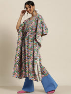 Sangria Gorgeous Green Cotton Kaftan Kurta | Grocsy