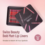 Swiss Beauty Bold Matt Lip Liner Pencil, Long-lasting , Matte Finish , Non-Drying - Pack of 12 | Grocsy
