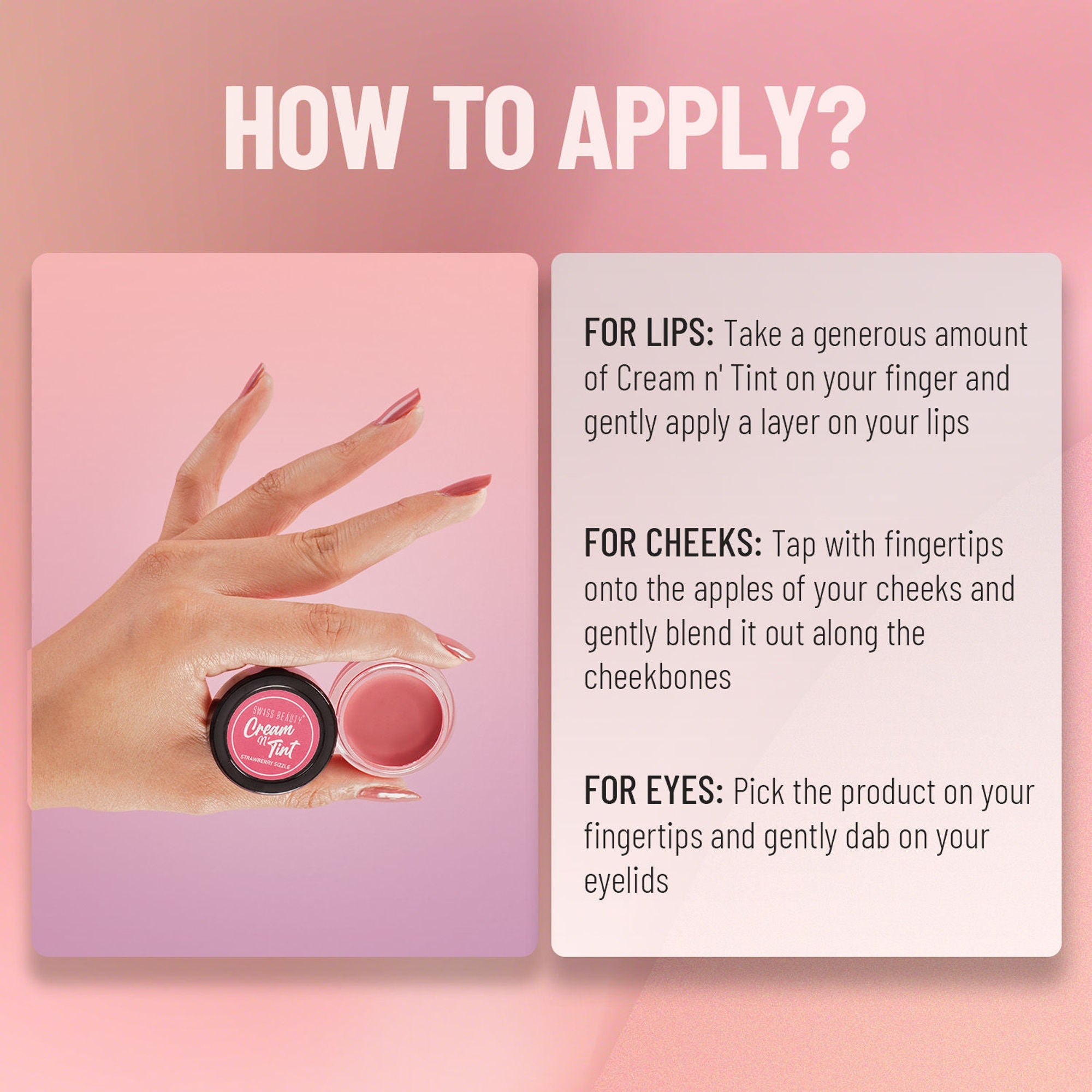 Swiss Beauty Lip & Cheek Cream - Strawberry Sizzle | Grocsy