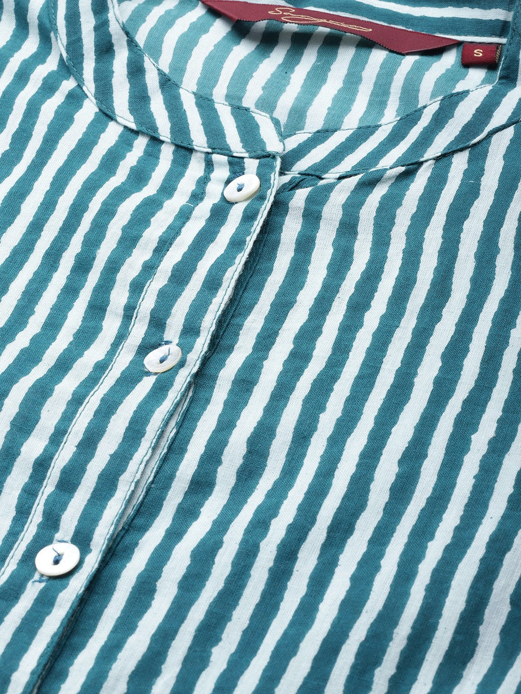 Sangria Women Teal Blue Striped Pure Cotton Kurta with Palazzos | Grocsy