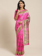 Saree Mall Pink & Beige Printed Saree | Grocsy
