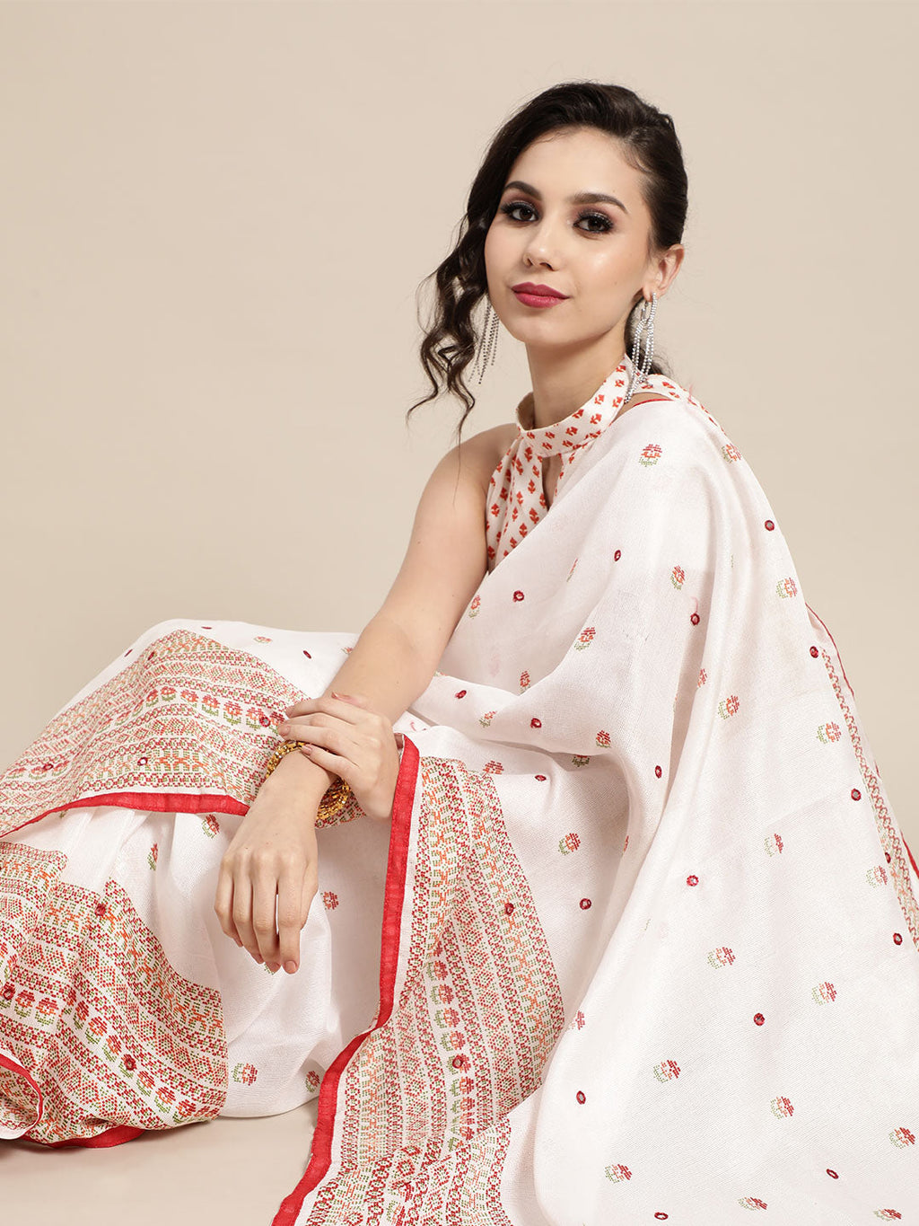 Saree Mall Ethnic Motifs with Sleek border Saree | Grocsy