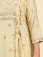 HOUSE OF KARI Embroidered Chikankari Chanderi Silk Anarkali Kurta | Grocsy