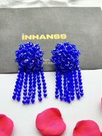 Inhanns Handmade Crystal Water Fall Earrings - Short - Royal Blue | Grocsy