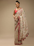 Sangria Floral Embellished Chiffon Saree | Grocsy