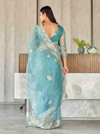 Tikhi Imli Floral Gotta Patti Organza Heavy Work Saree | Grocsy