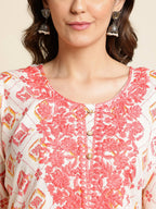 Red Poly Rayon Aztec Printed Straight Fit Kurta - Prasuti | Grocsy