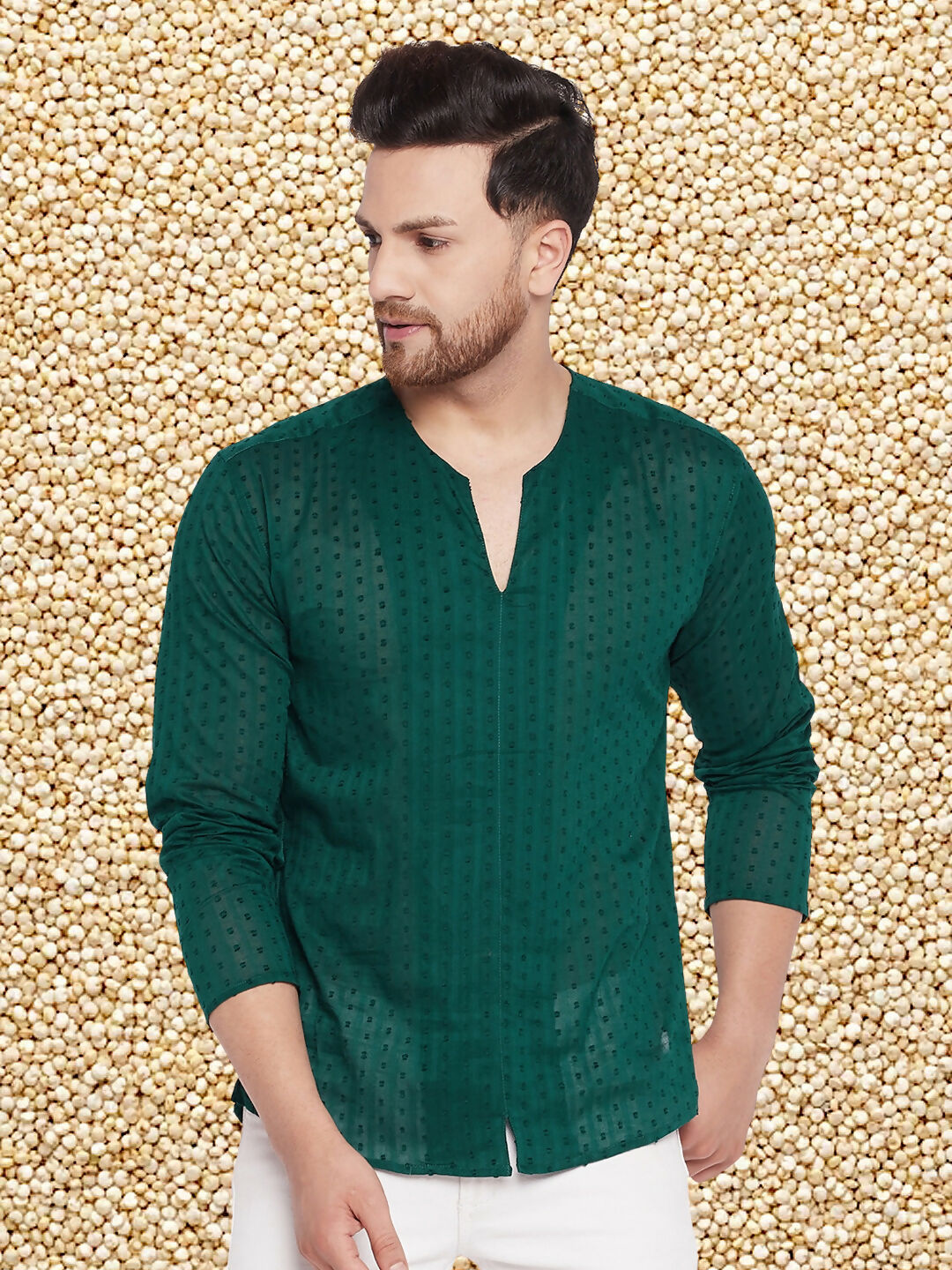 Even Apparels Men's Pure Cotton Green Kurta | Grocsy