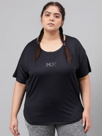 MKH Plus Size Drop Shoulder Sleeves Relaxed Fit Dri-FIT Sports T-shirt | Grocsy