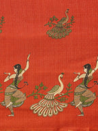 Saree Mall Rust Red & Green Printed Saree | Grocsy