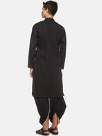 Sethukrishna Men Black Pure Cotton Kurta with Dhoti Pants | Grocsy