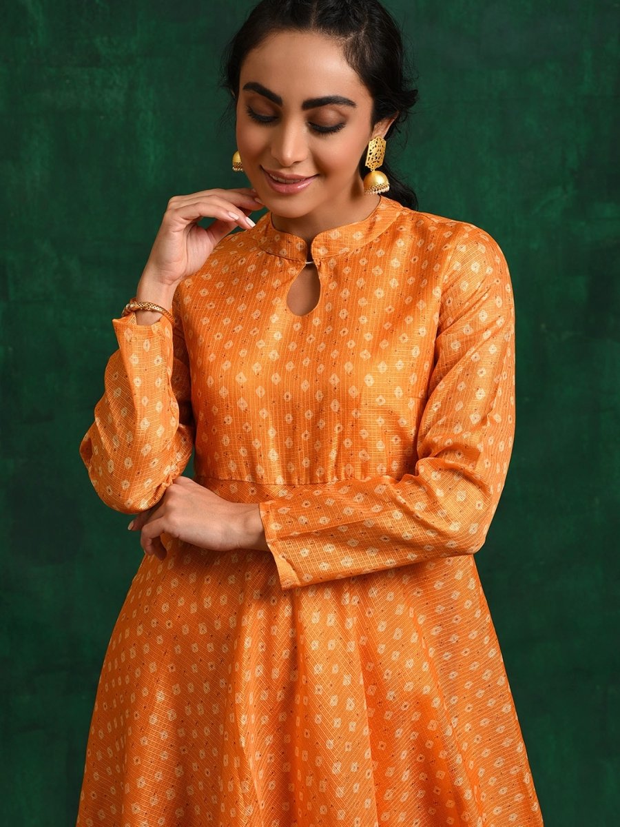 Aks Ethnic Motifs Keyhole Neck Flared Anarkali Kurta | Grocsy